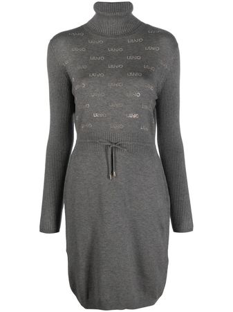 LIU JO metallic-logo Knitted Dress - Farfetch