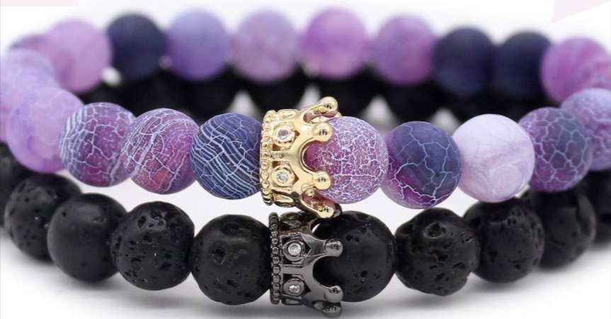 purple and black crown bead bracelets