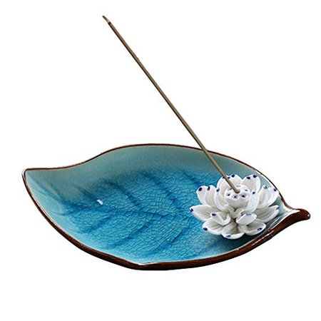 Amazon.com: Censer Ceramic Handmade Artistic Incense Holder Burner Stick Coil Lotus Ash Catcher Buddhist Water Lily Plate Single Hole Round IN-013(Style1): Kitchen & Dining