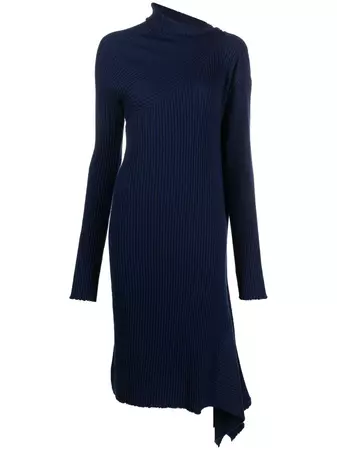 Marques'Almeida Asymmetric high-neck Knit Midi Dress - Farfetch
