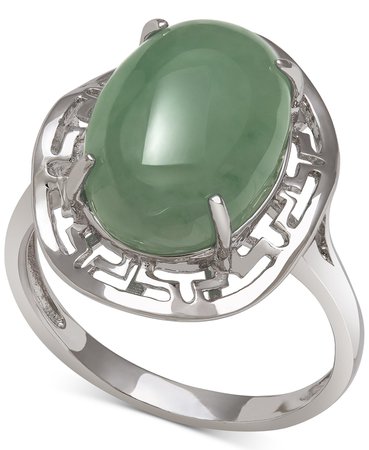 Macy's Sterling Silver Dyed Jade Greek Key Statement Ring