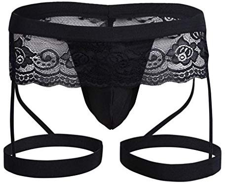 Amazon.com: Rucan Clearance Men's Lingerie Lace G-String Bikini Thong Underwear with Garter (A, Small): Clothing
