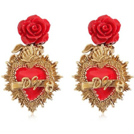 Dolce & Gabbana Women Rose & Heart Clip-on Earrings