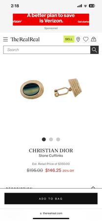 Christian Dior Stone Cufflinks
