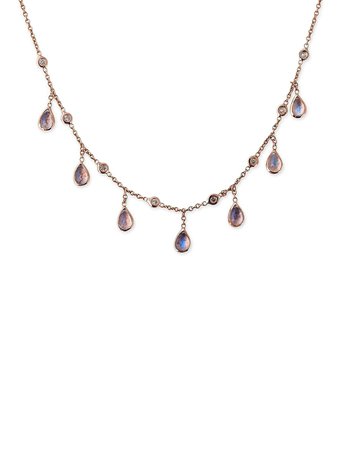 Jacquie Aiche 14kt Rose Gold Teardrop Moonstone And Diamond Shaker Necklace - Farfetch