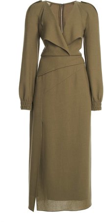 Roland Mouret Kenly Wrap-Detailed Wool Dress