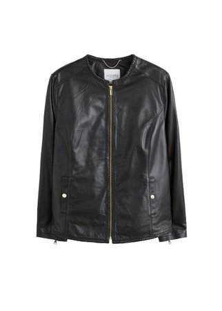 Violeta BY MANGO Textured trims leather jacket