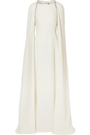 Reem Acra | Crystal-embellished cape-effect silk-crepe gown | NET-A-PORTER.COM