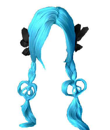 Cyan Neon Blue Heart Braid Axolotl Ribbon Hair 2 (Dei5 edit)