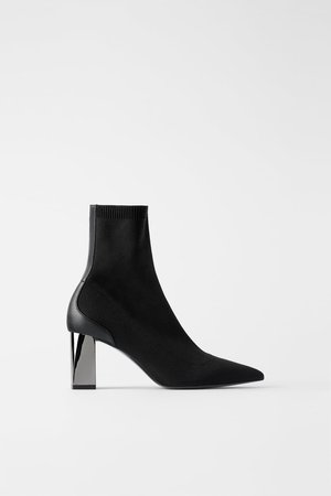 METALLIC HEEL STRETCH ANKLE BOOTS-SHOES-WOMAN-SHOES & BAGS | ZARA United States