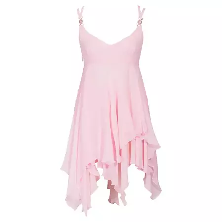 S/S 1995 Gianni Versace Pink Silk Chiffon Mini Dress For Sale at 1stDibs