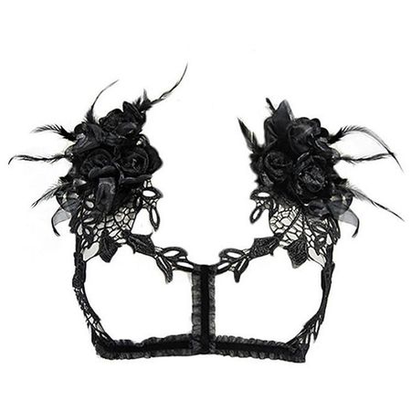 Black 'Roses Noires' Chest Harness by Eva Lady • the dark store™