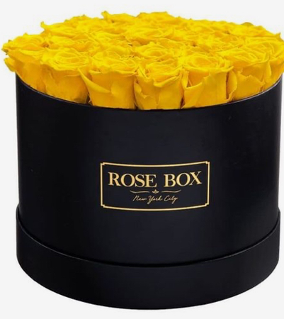 black and yellow flowers hat box
