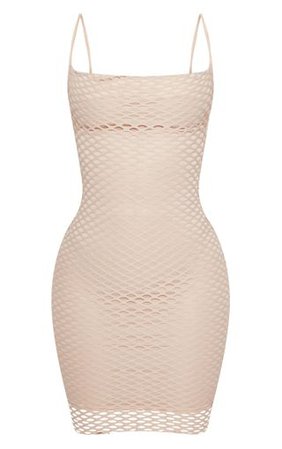 Shape Nude Fishnet Cowl Bodycon Dress | Curve | PrettyLittleThing USA