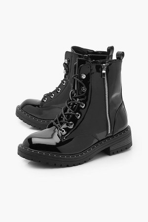 Patent Stud Hiker Boots | Boohoo