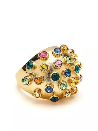 Oscar De La Renta Brass Crystal Embellished Ring - Farfetch