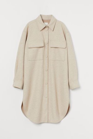 Long Shirt Jacket - Light beige melange - Ladies | H&M US