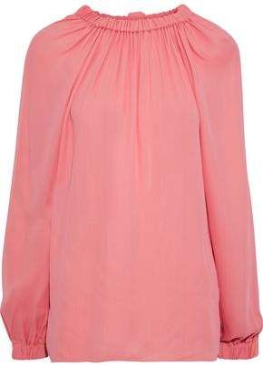 Gathered Crepe De Chine Blouse