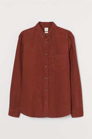 Regular Fit Corduroy Shirt - Rust brown - Men | H&M US