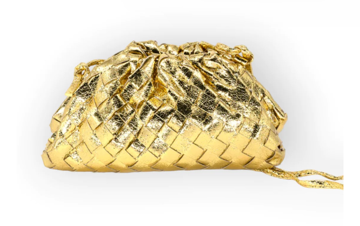 Gold woven pouch