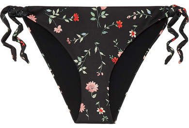 Jackson Floral-print Bikini Briefs - Black