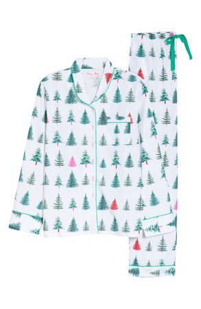 Sant and Abel Holiday Trees Pajamas white