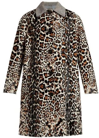 Leopard Print And Suede Collar Coat - Womens - Animal