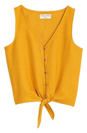 Madewell Texture & Thread Button Front Tie Tank (Regular & Plus Size) | Nordstrom