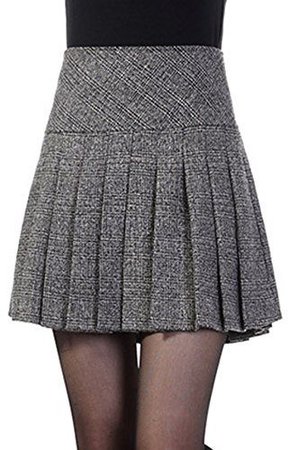 Chouyatou Women's Casual Plaid High Waist A-Line Pleated Skirt