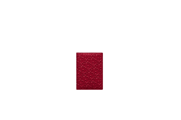 PASSPORT COVER Cherry Red Dior Oblique Embossed Calfskin