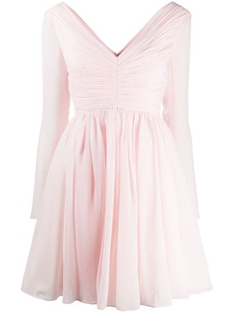 Shop pink Giambattista Valli long-sleeve flared silk dress with Express Delivery - Farfetch