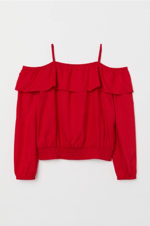 Open-shoulder Blouse - Red - Kids | H&M US