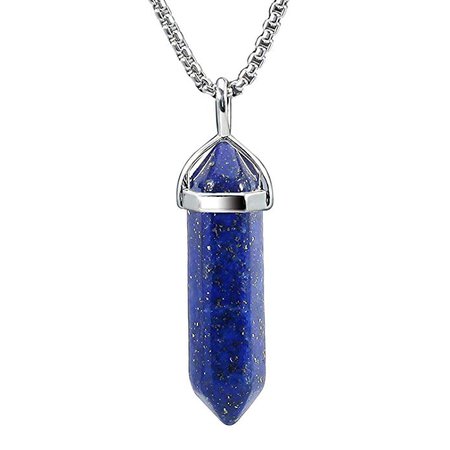 Amazon.com: BEADNOVA Synthetic Lapis Lazuli Necklace with Stainless Steel Chain 18 inches: Jewelry