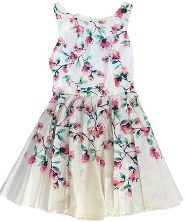 lauren conrad cream pink green floral summer short casual dress