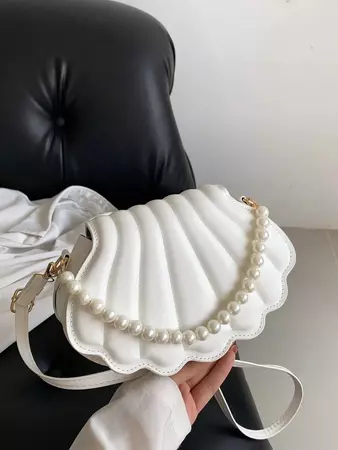 Shell Shaped Faux Pearl Decorated Women's Handbag Crossbody Bag | SHEIN USA