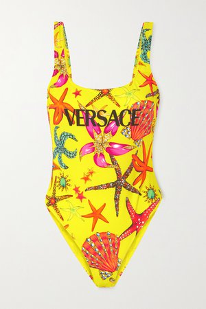 Bright yellow Printed swimsuit | Versace | NET-A-PORTER