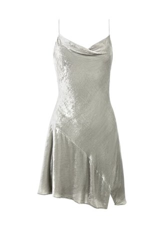 *clipped by @luci-her* VELVET SLIP DRESS in SILVER | Alice and Olivia