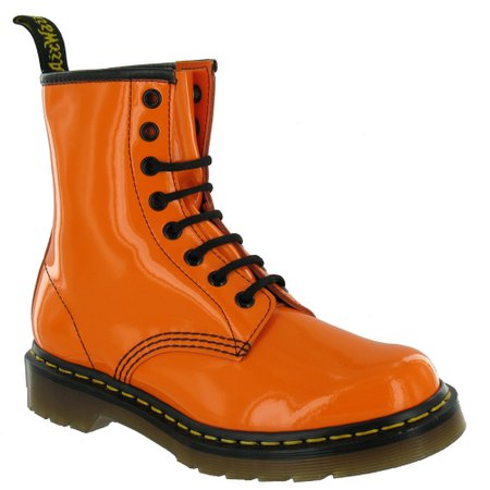 Dr Martens 1460 Neon Patent Leather Boots - Orange - Ankle Boots from Scorpio Shoes UK