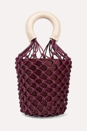 Moreau Leather And Macrame Bucket Bag - Burgundy