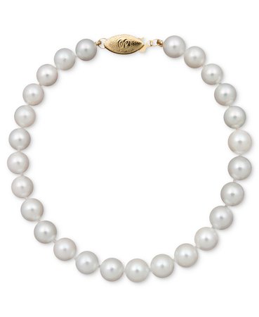 Belle de Mer 14k Gold A+ Akoya Cultured Pearl Strand Bracelet