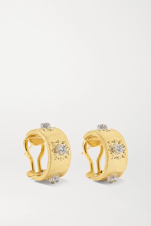 Gold Macri Classica 18-karat gold diamond hoop earrings | Buccellati | NET-A-PORTER