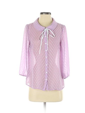 ModCloth Polka Dots Purple Pink 3/4 Sleeve Blouse Size S - 70% off | thredUP