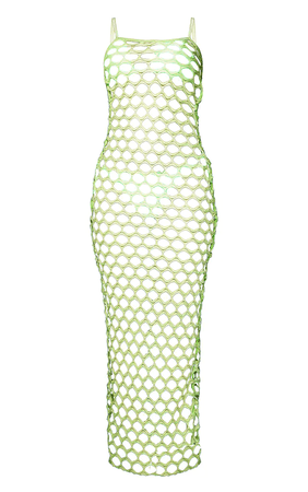 Lime Cut Out Fishnet Strappy Beach Maxi Dress $38