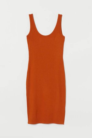 Fitted Jersey Dress - Orange