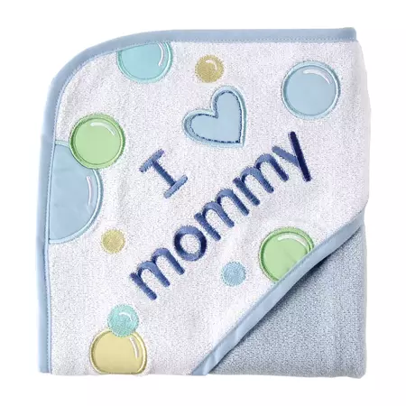 Luvable Friends Baby Boy Hooded Towel, Blue Mom, One Size : Target