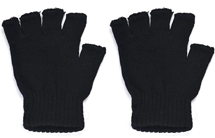 black fingerless gloves