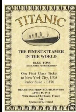 first class ticket Royal Mail ship titanic