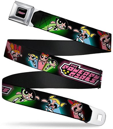 Amazon.com: Buckle-Down Seatbelt Belt - THE POWERPUFF GIRLS Flying Poses Black/Multi Glow - 1.0" Wide - 20-36 Inches in Length: Clothing