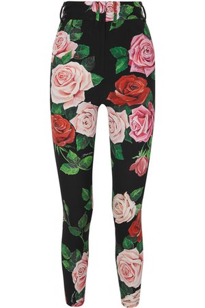 Dolce & Gabbana | Pantalon skinny en charmeuse de soie stretch à imprimé fleuri | NET-A-PORTER.COM