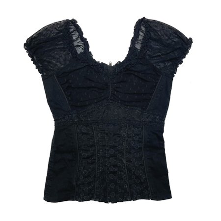 TRIPP NYC BLACK RUCHED BUST LACE LAYERED CORSET... - Depop